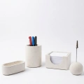 Modern El Yapımı 4lü Beton Masaüstü Düzenleyici Seti - Ofis & Çalışma Masası Organizer Set
