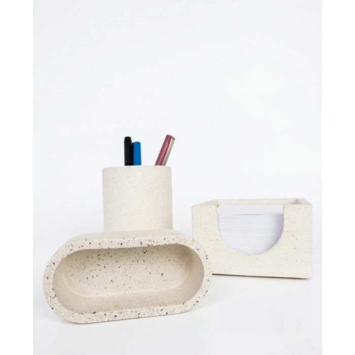 El Yapımı Beton Masaüstü Düzenleyici & Organizer Seti - 3lü