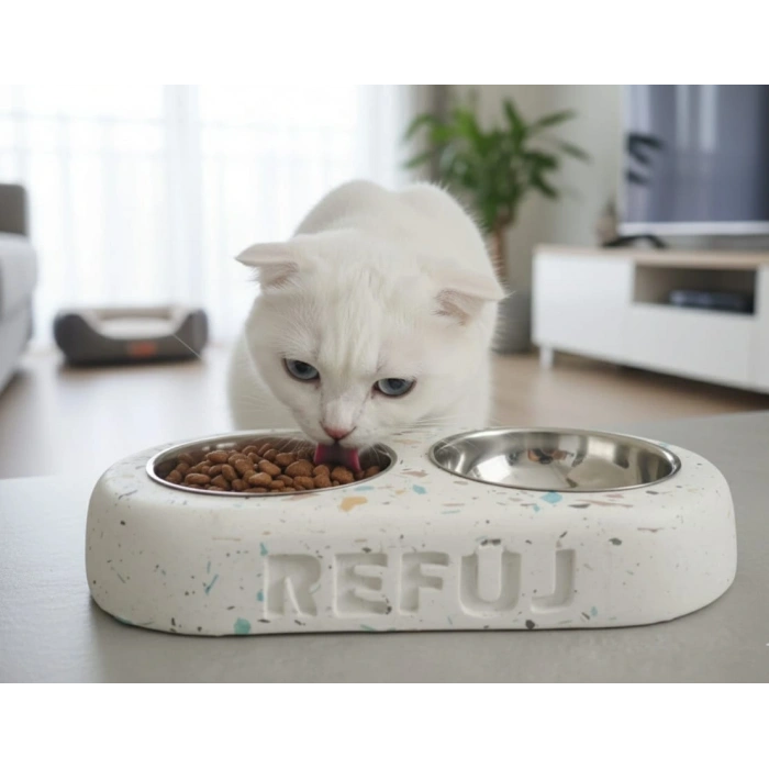 El Yapımı Terrazo Mama Kabı