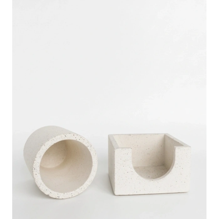 Modern El Yapımı 5li Beton Masaüstü Düzenleyici Seti - Ofis & Çalışma Masası Organizer Set