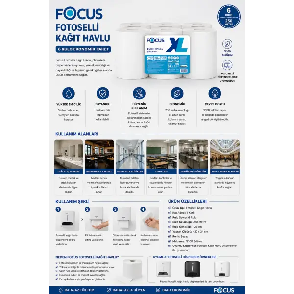 Focus Fotoselli Kağıt Havlu 6 Rulo