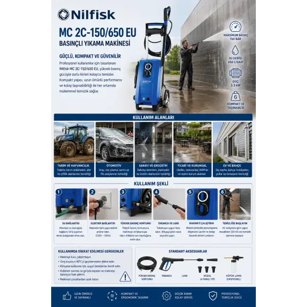 Nilfisk MC 2C-150/650 EU Basınçlı Yıkama Makinesi
