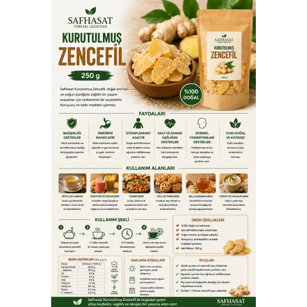 Safhasat Kurutulmuş Zencefil 250 g
