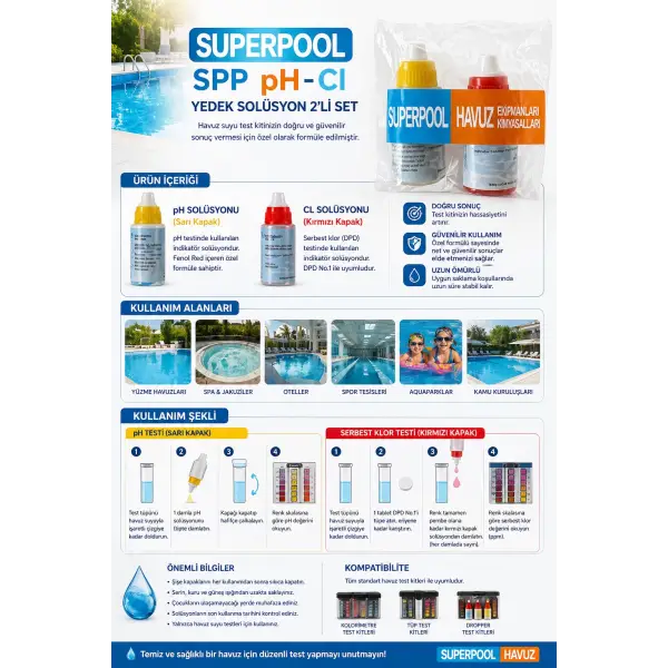 Superpool Havuz Spp Ph-Cl Yedek Solüsyon 2li Set