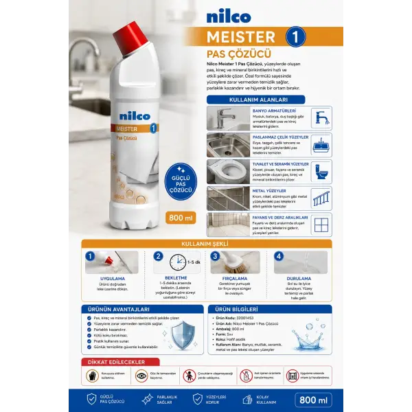 Nilco 32001453 Meister 1 Pas Çözücü 800 ml