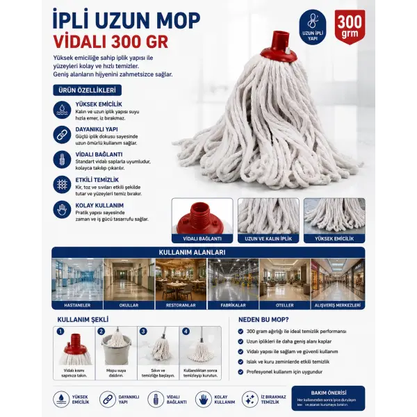 İpli Uzun Mop Vidalı 300 Gr