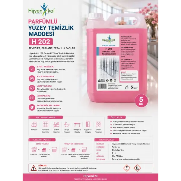 Hijyenkal Parfümlü Yüzey Temizlik Maddesi H 202 5 kg