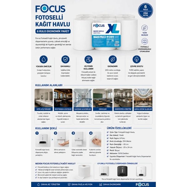 Focus Fotoselli Kağıt Havlu 6 Rulo