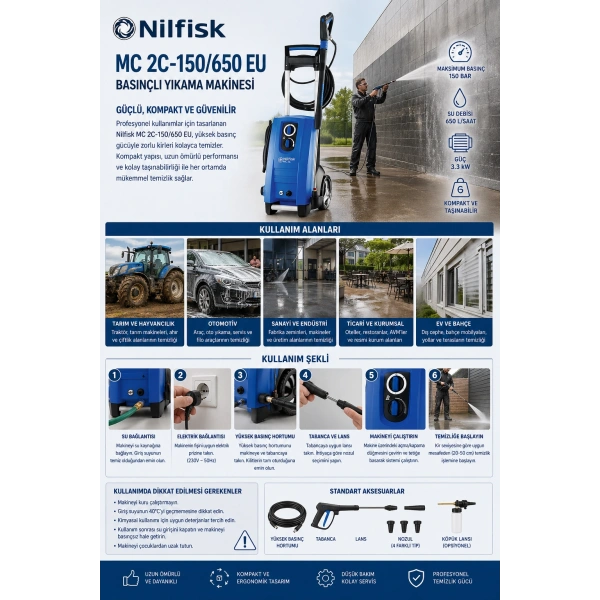 Nilfisk MC 2C-150/650 EU Basınçlı Yıkama Makinesi