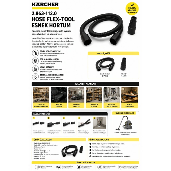 Karcher 2.863-112.0 Hose Flex-Tool Esnek Hortum