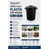 Kapaklı Siyah Plastik Çöp Kovası 50 L 41x50 cm