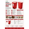 Ceymop Pedallı Kırmızı Slim Çöp Kovası 50 L 33x43x53 cm