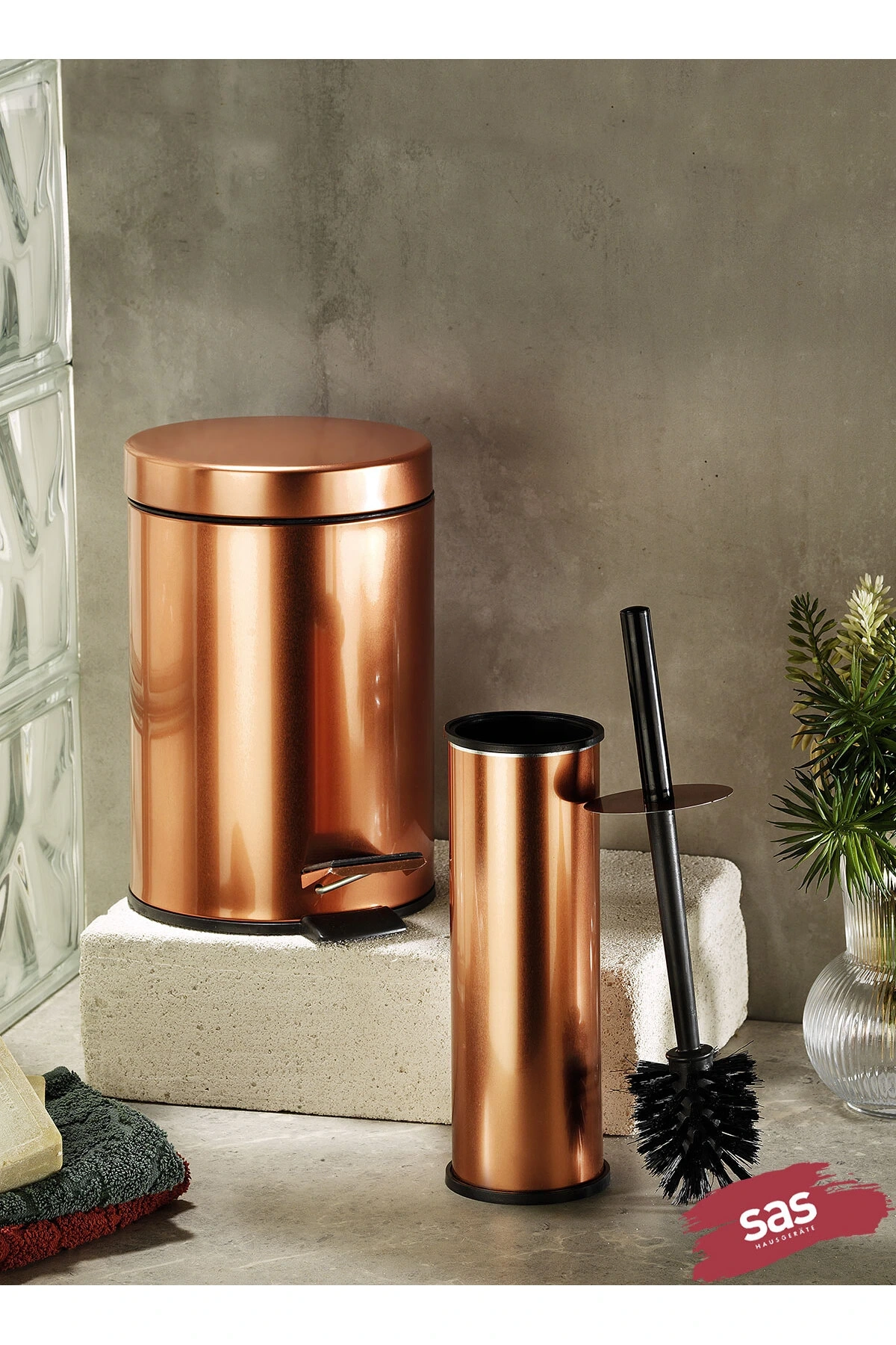 Krom Klozet Takımı (Wc Fırçası+Pedallı Kova) 994/304 Turuncu