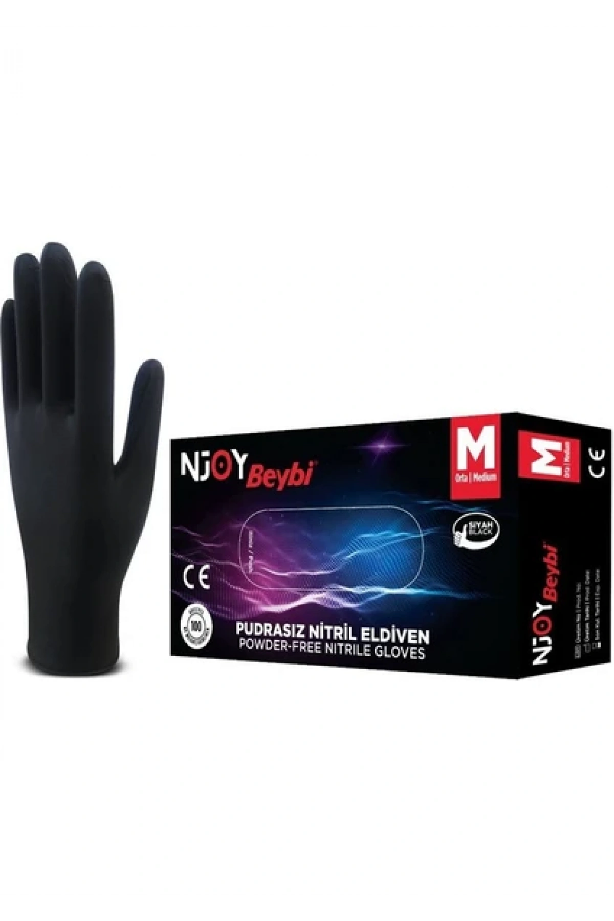 Nitril Eldiven Pudrasız Medium Siyah / Beybi