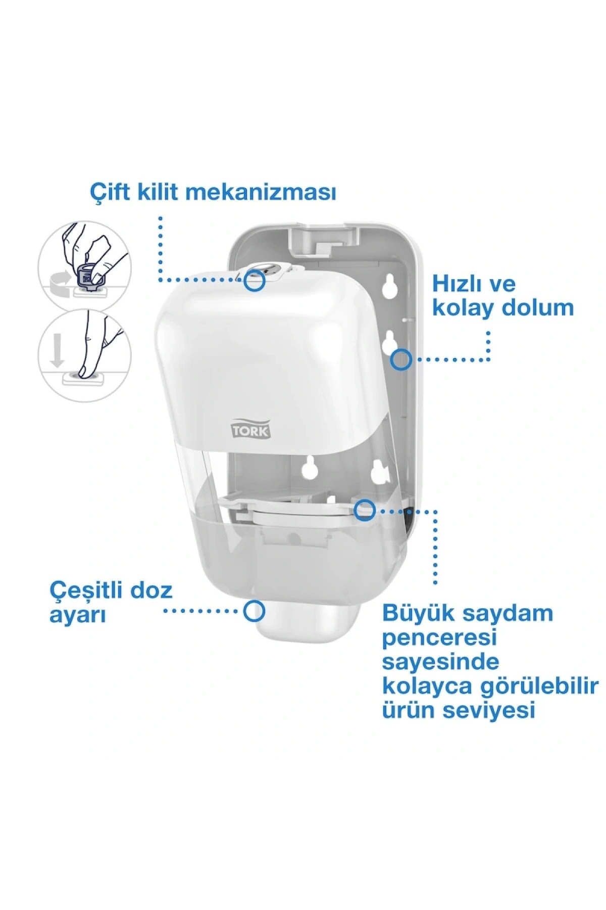 Tork Mini Köpük Ve Sıvı Sabun Dispenseri Beyaz - Dozaj Ayarlı (565200)