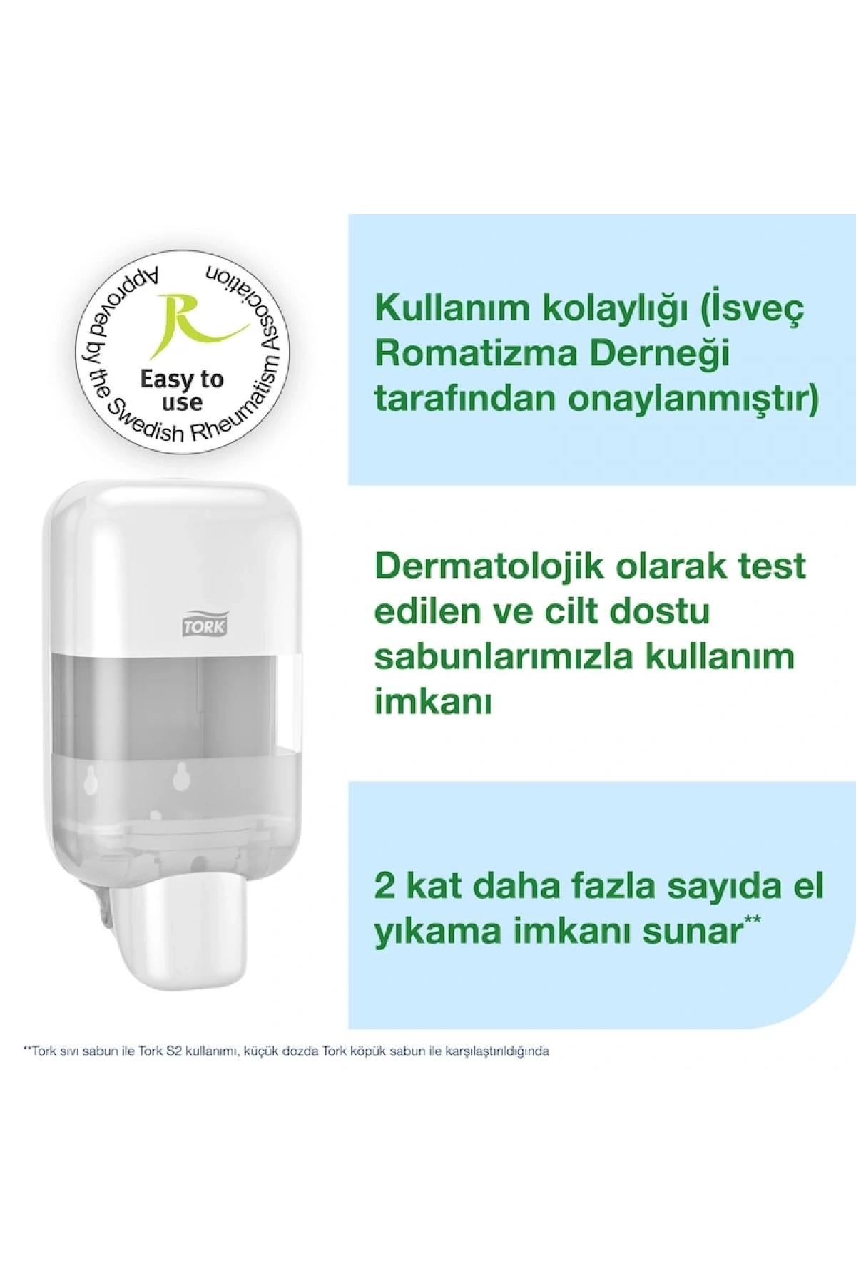 Tork Mini Köpük Ve Sıvı Sabun Dispenseri Beyaz - Dozaj Ayarlı (565200)