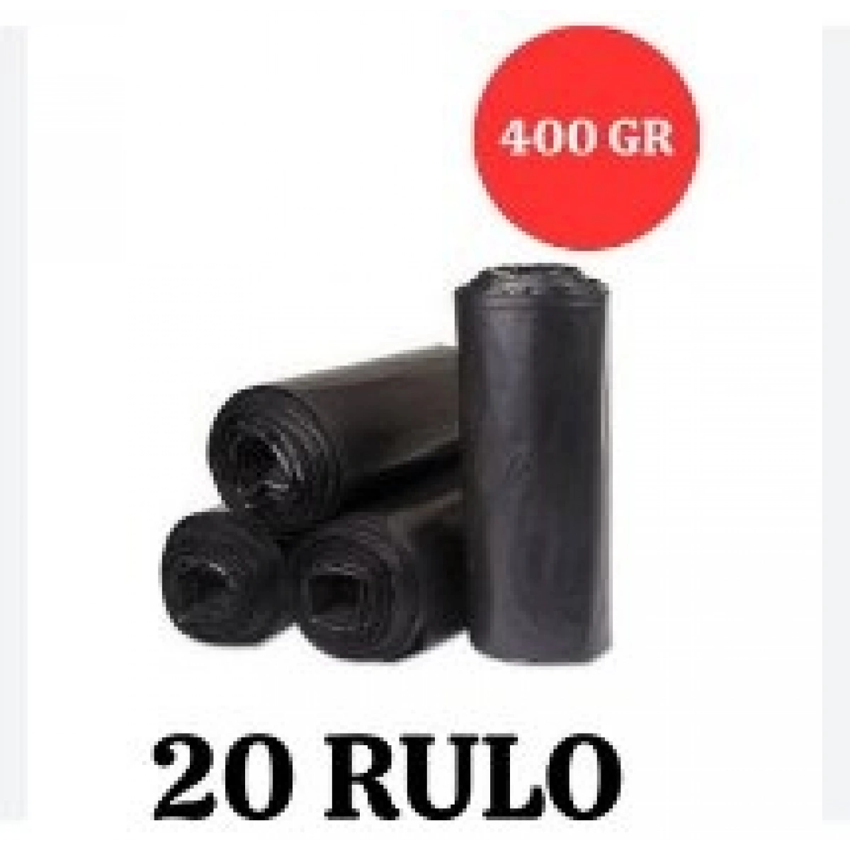 Mirpa SK007211 Jumbo Boy Siyah Çöp Torbası 20 Rulo, 80*110 cm, 400 gr