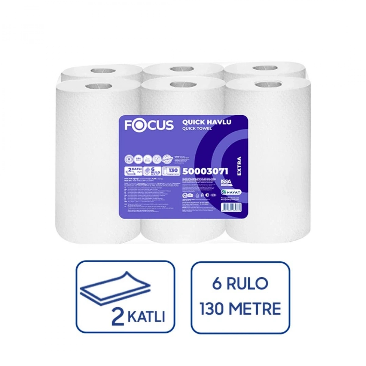 Focus Quick Extra Sensörlü Makine Havlusu 6’lı 130 Mt