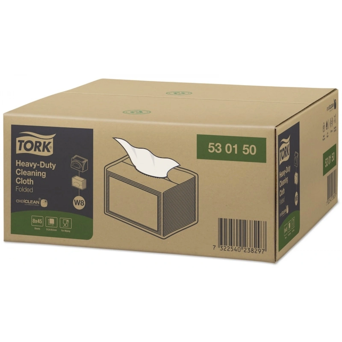 530150 TORK NONWOVEN TEMİZLİK BEZİ AĞIR KİRLER BEYAZ45Lİ 8 PAKET