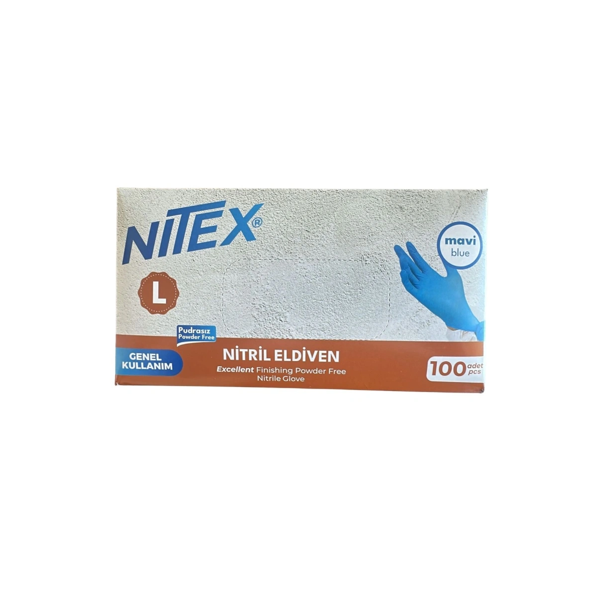 Nitril Eldiven Mavi Large 100lü 1 Paket