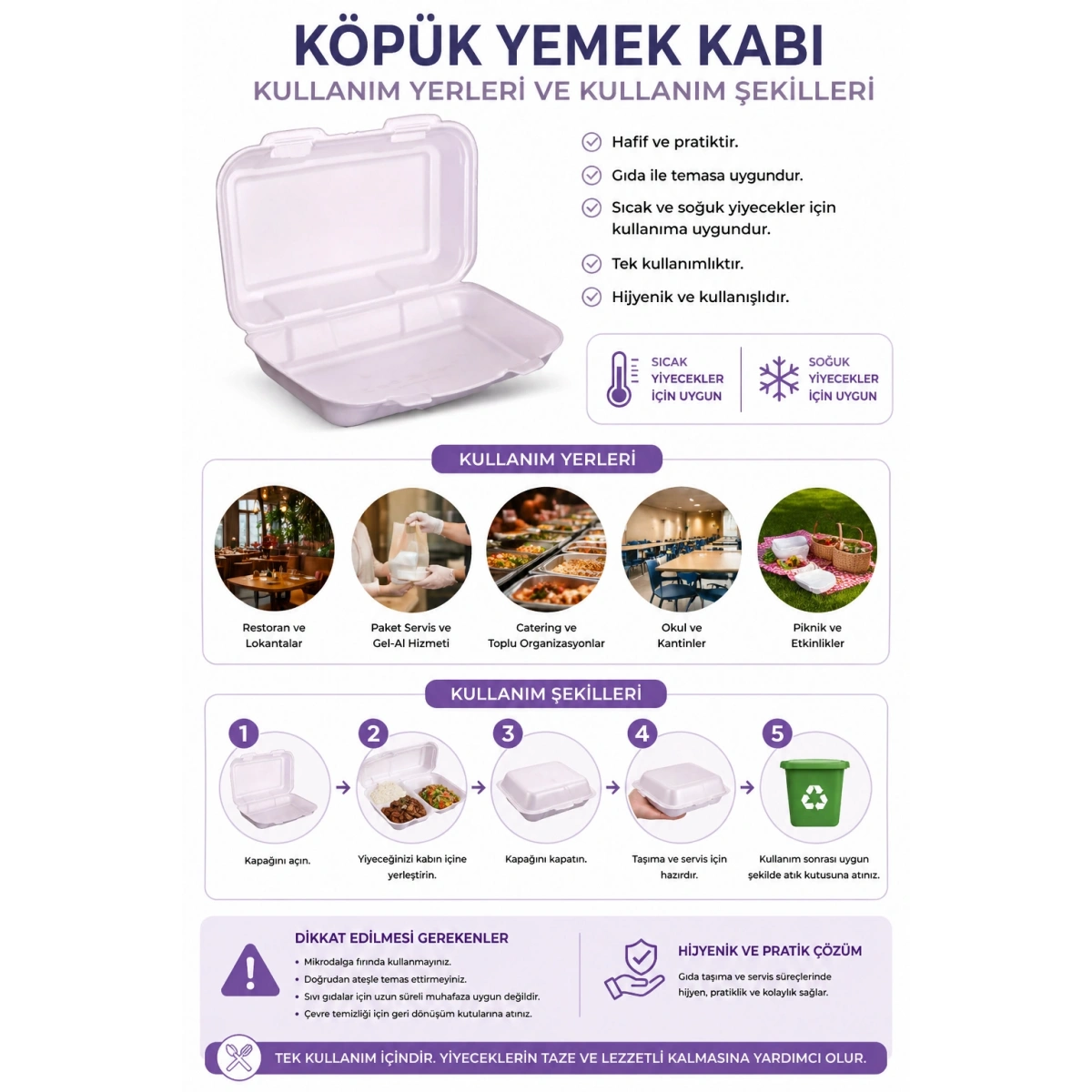 Anı Plastik Orta Boy Köpük Sandviç Kabı 100lü