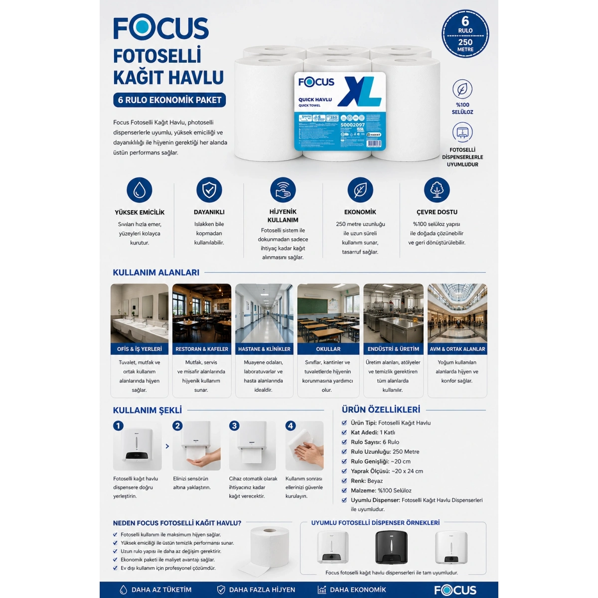 Focus Fotoselli Kağıt Havlu 6 Rulo