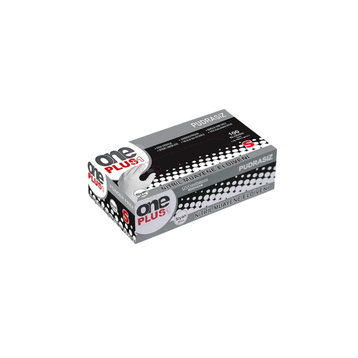 One Plus Nitril Eldiven Pudrasız Small Siyah 100lü Paket
