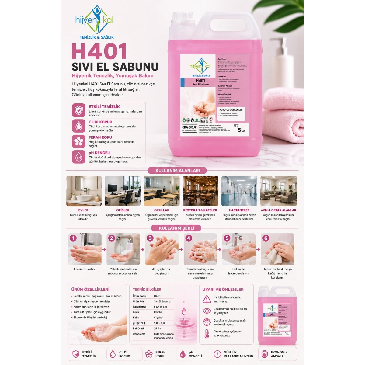 Hijyenkal H 401 Sıvı El Sabunu 5 kg