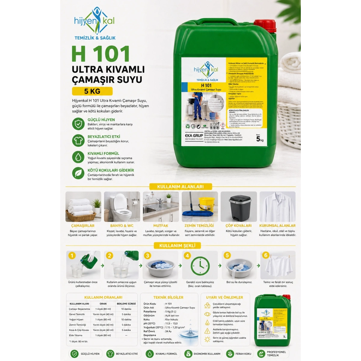 Hijyenkal Ultra Kıvamlı Çamaşır Suyu H 101 5 Kg