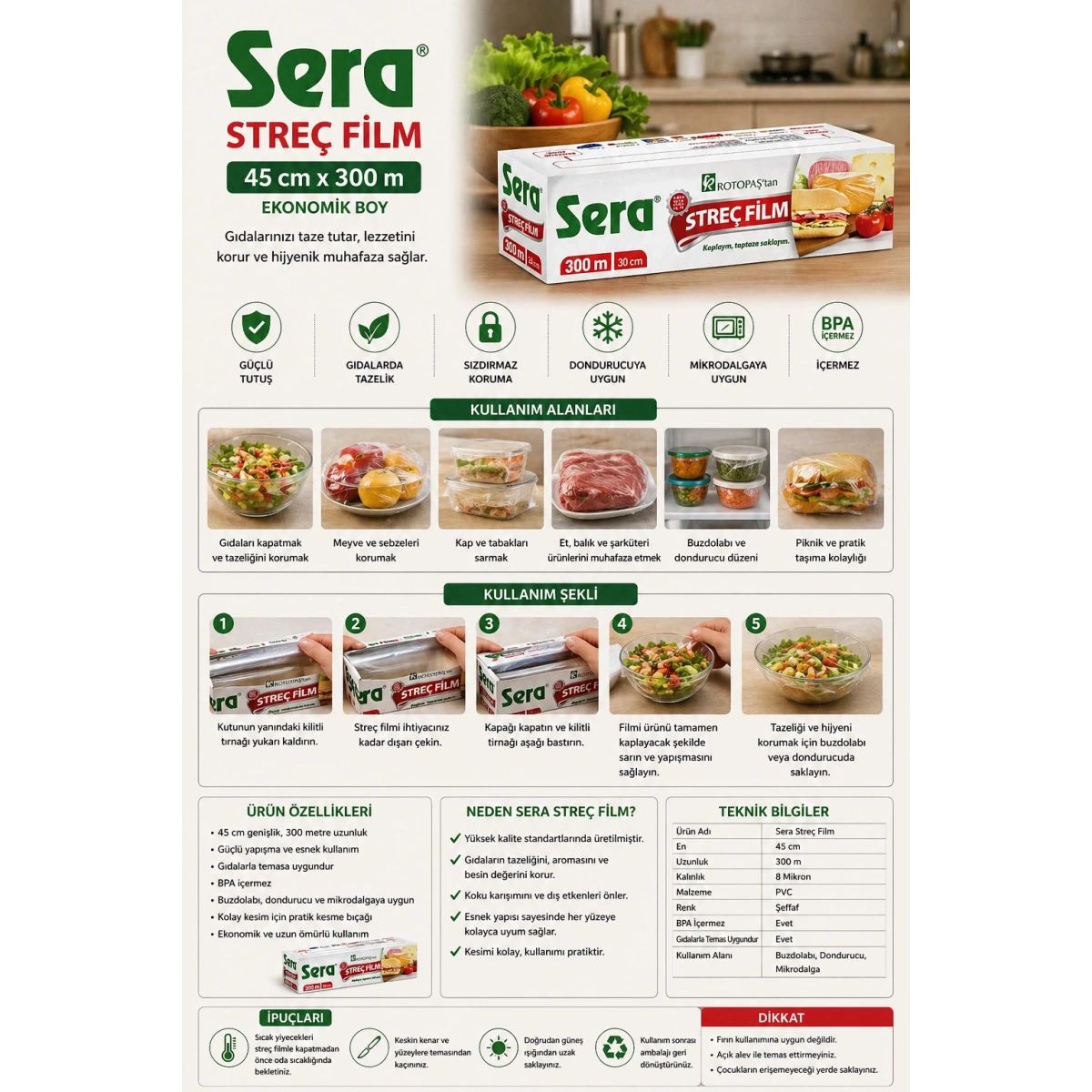 Sera Kutulu Streç Film 45cm 300 mt