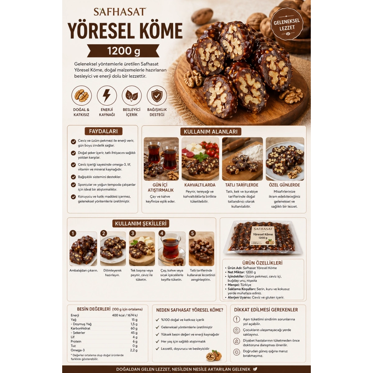 Safhasat Yöresel Köme 1200 g