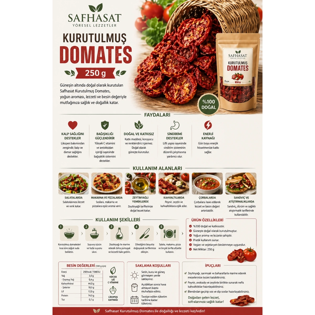 Safhasat Kurutulmuş Domates 250 g