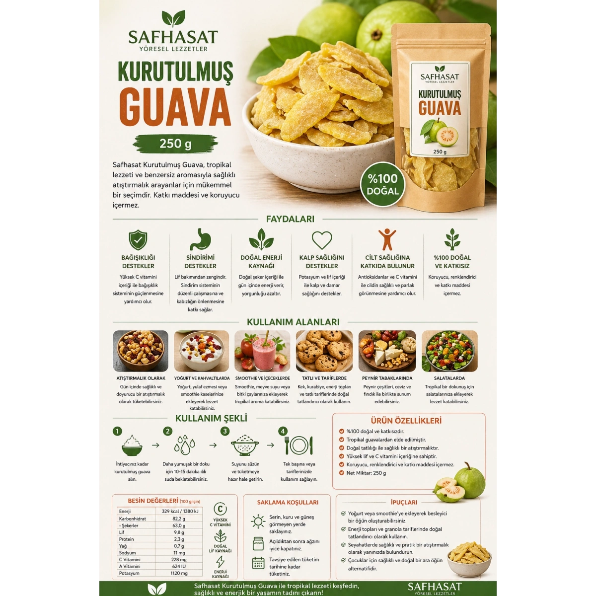 Safhasat Kurutulmuş Guava 250 g