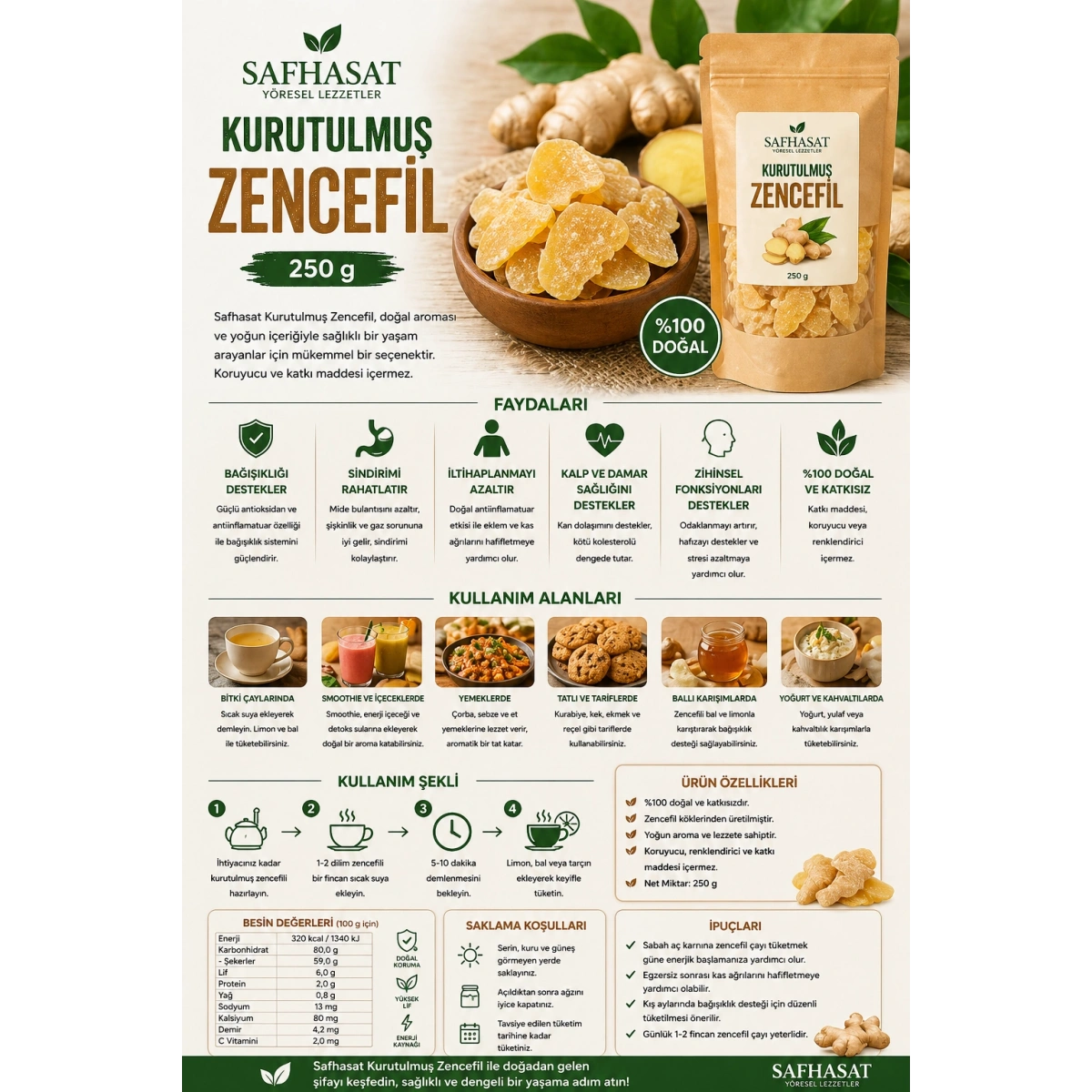 Safhasat Kurutulmuş Zencefil 250 g