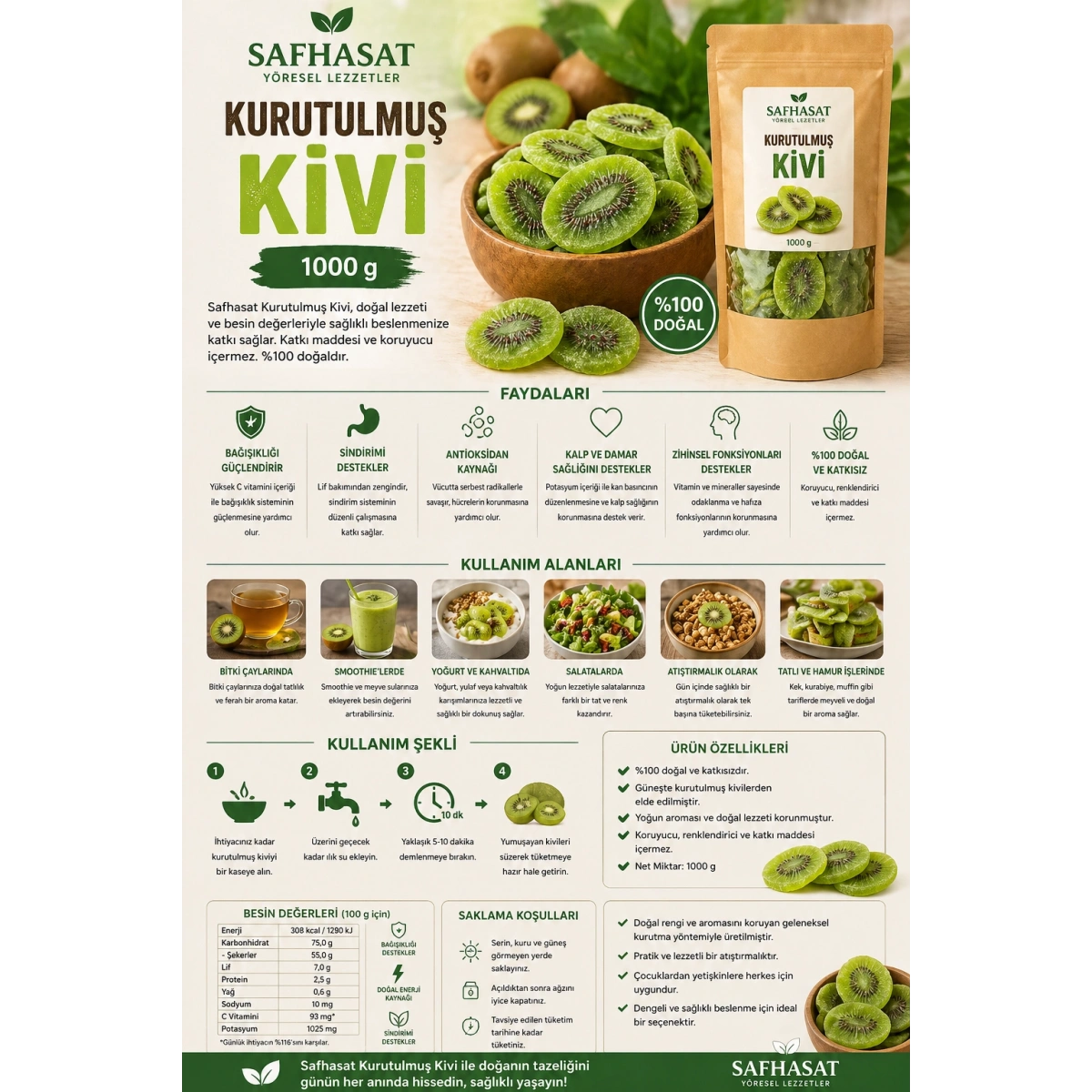 Safhasat Kurutulmuş Kivi 1000 g