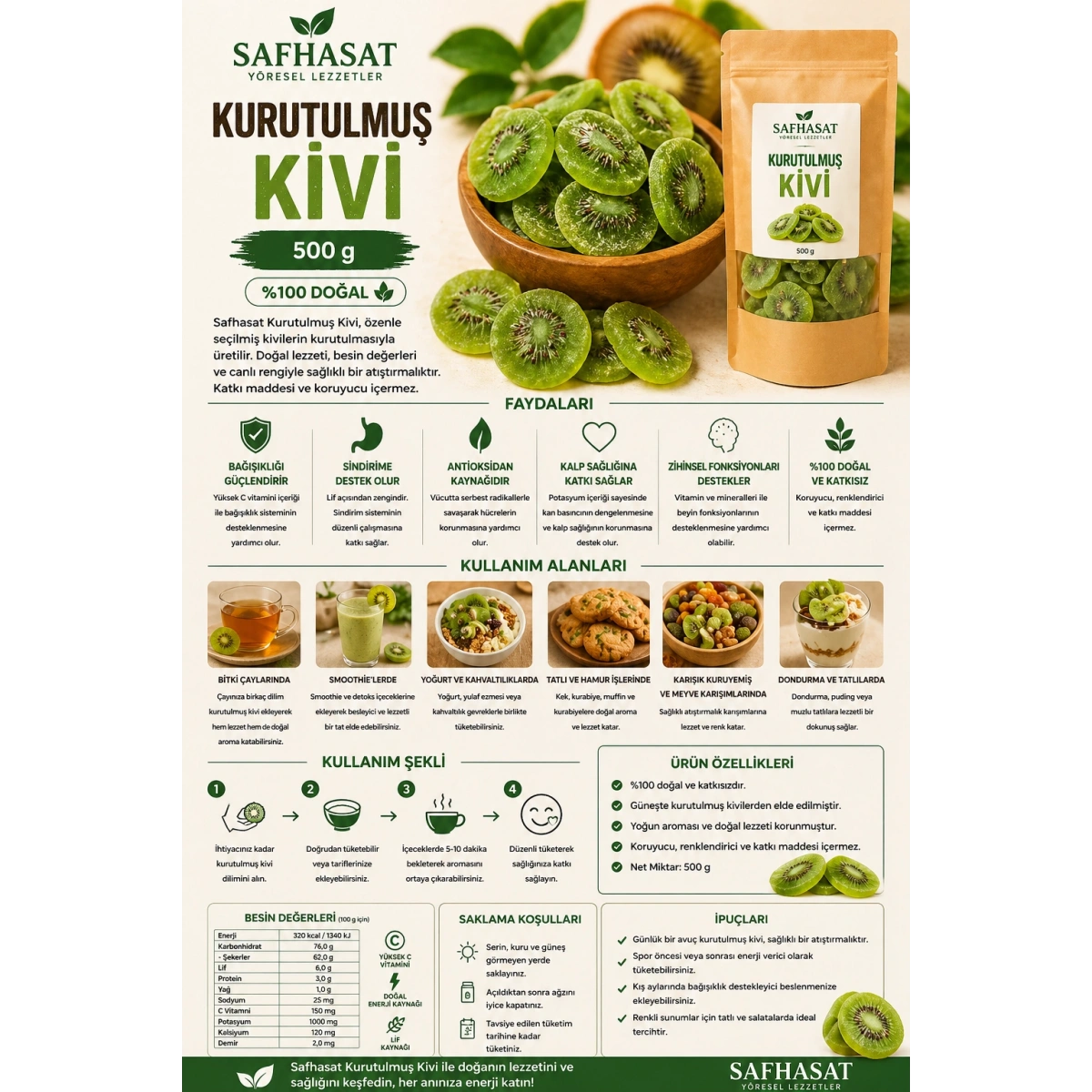 Safhasat Kurutulmuş Kivi 500 g