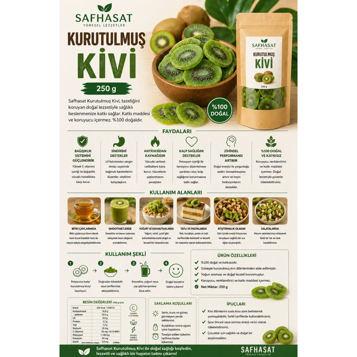 Safhasat Kurutulmuş Kivi 250 g