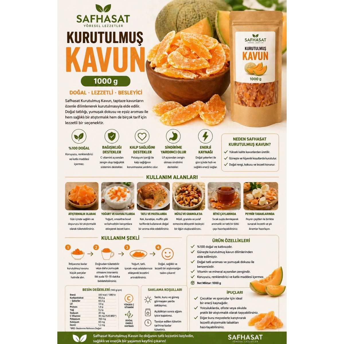 Safhasat Kurutulmuş Kavun 1000 g