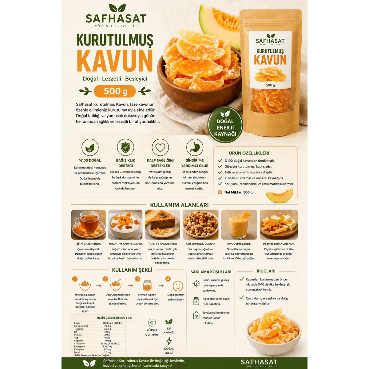 Safhasat Kurutulmuş Kavun 500 g