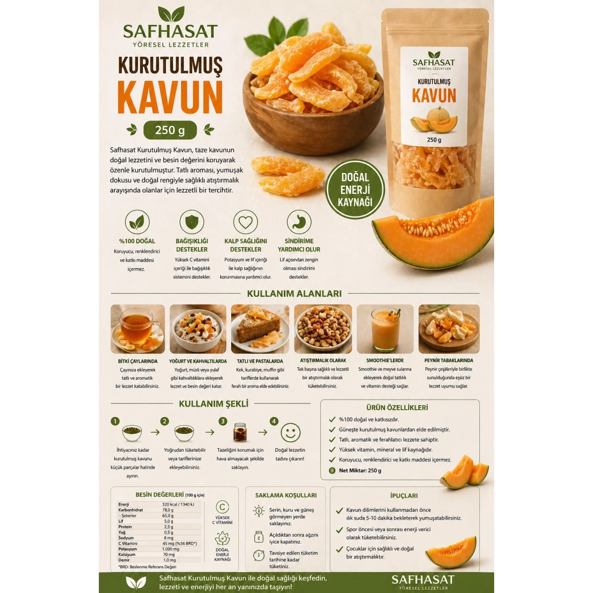 Safhasat Kurutulmuş Kavun 250 g