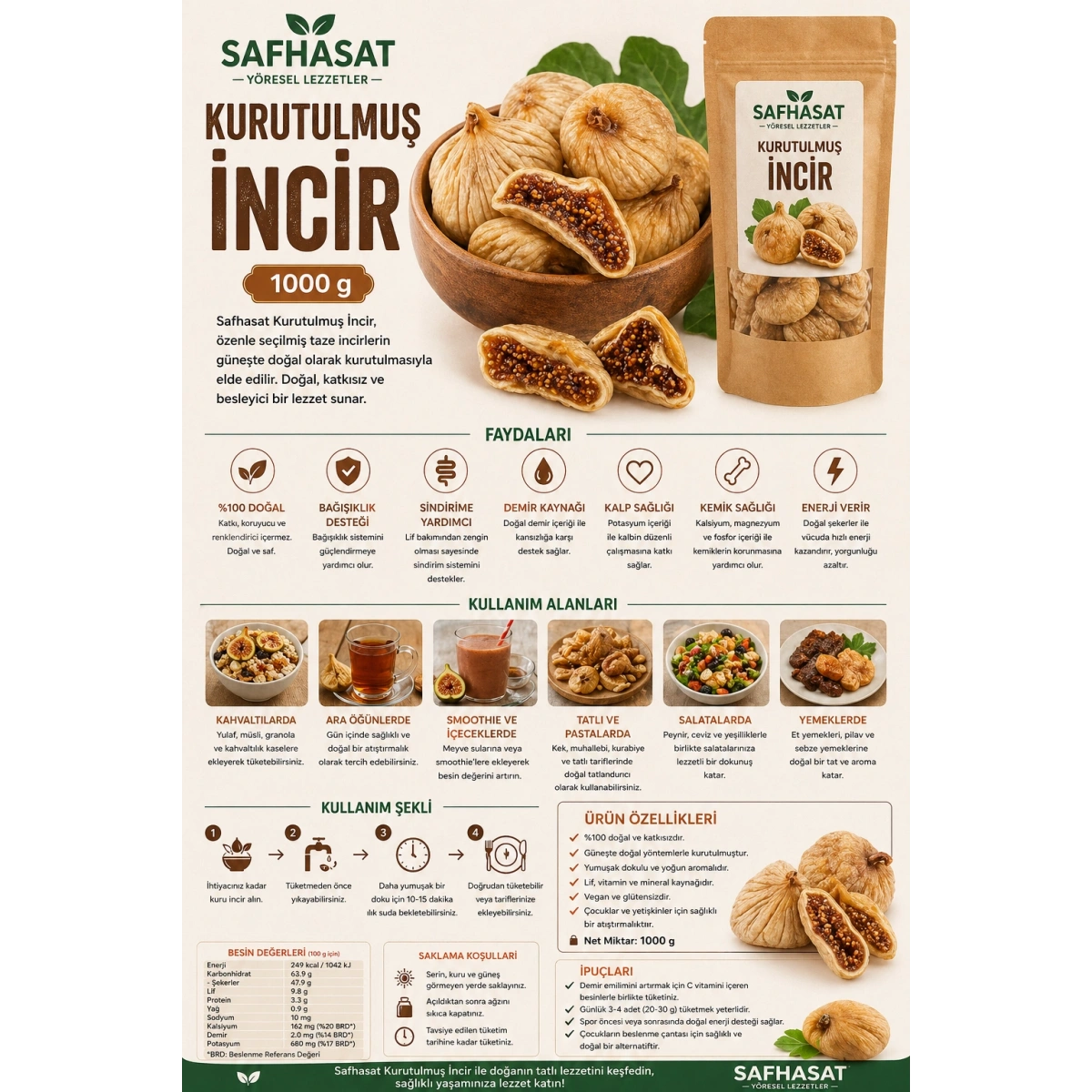 Safhasat Kurutulmuş İncir 1000 g