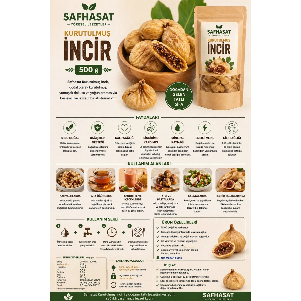 Safhasat Kurutulmuş İncir 500 g