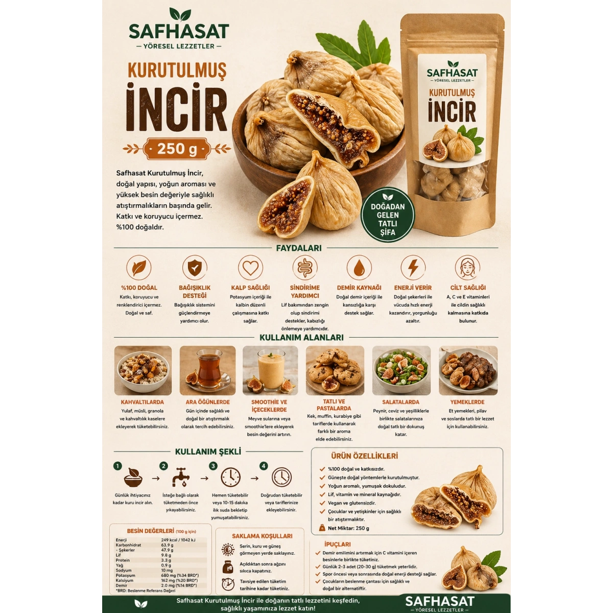 Safhasat Kurutulmuş İncir 250 g