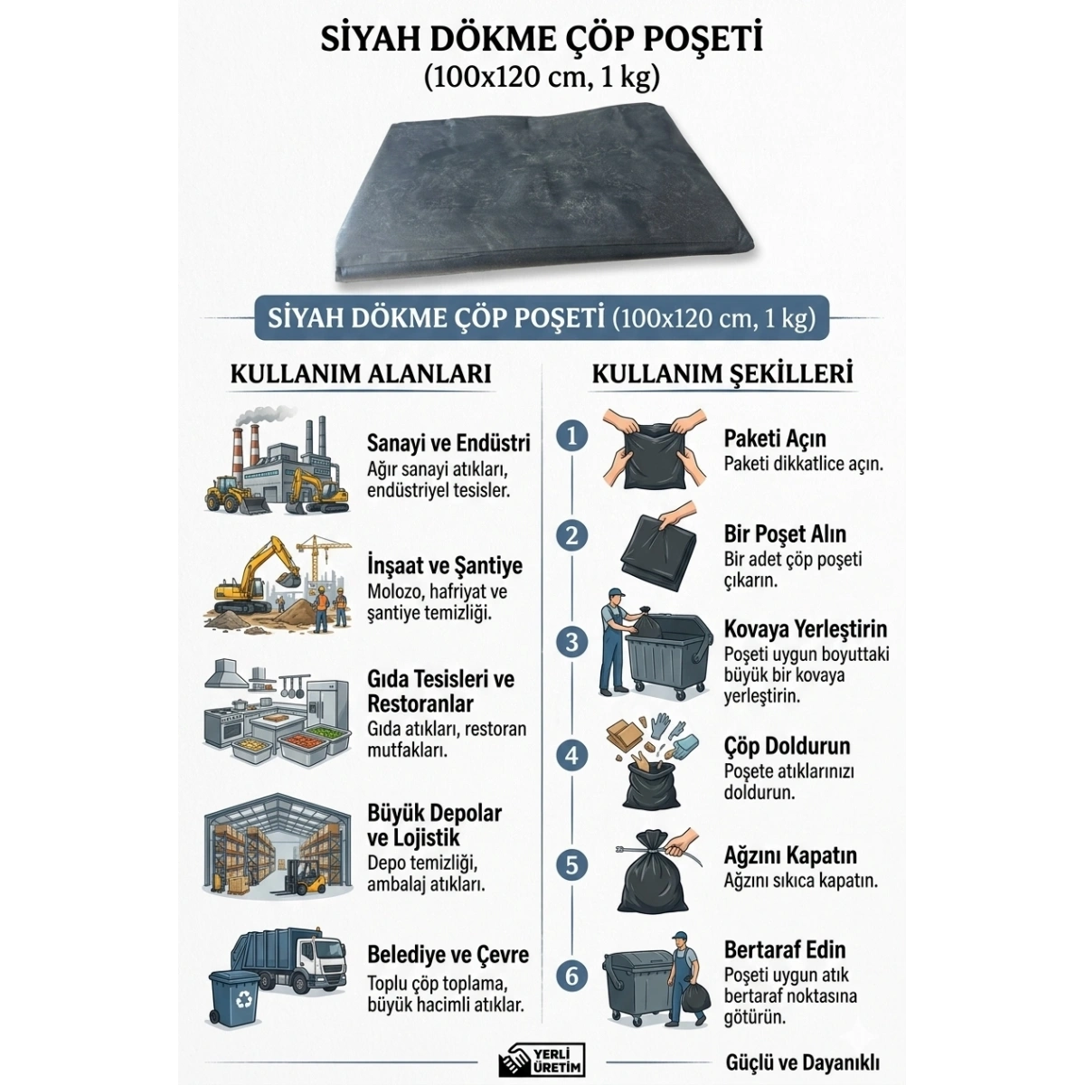 Siyah Dökme Çöp Poşeti 100x120 cm 1 kg