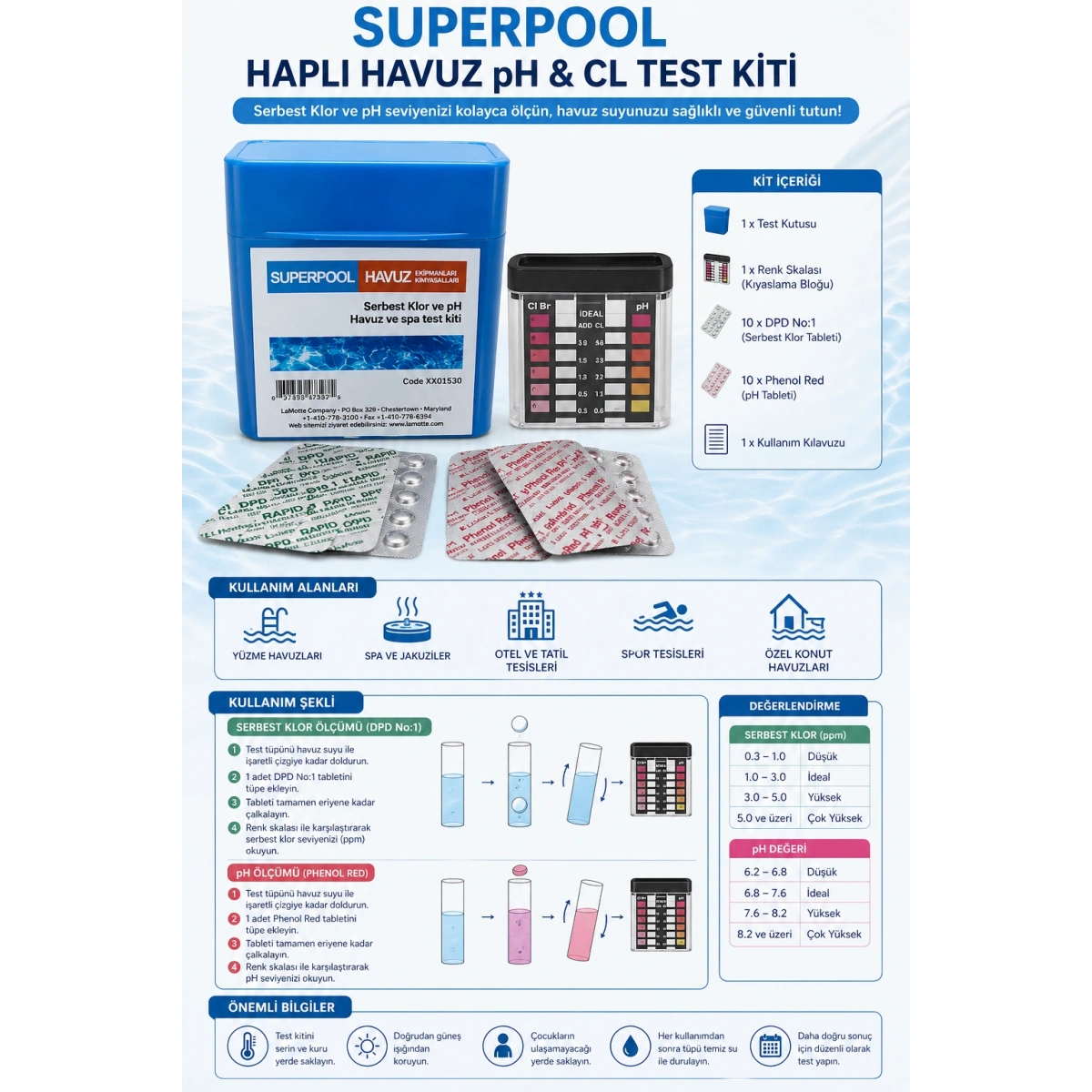 Superpool Haplı Havuz Ph Cl Test Kiti