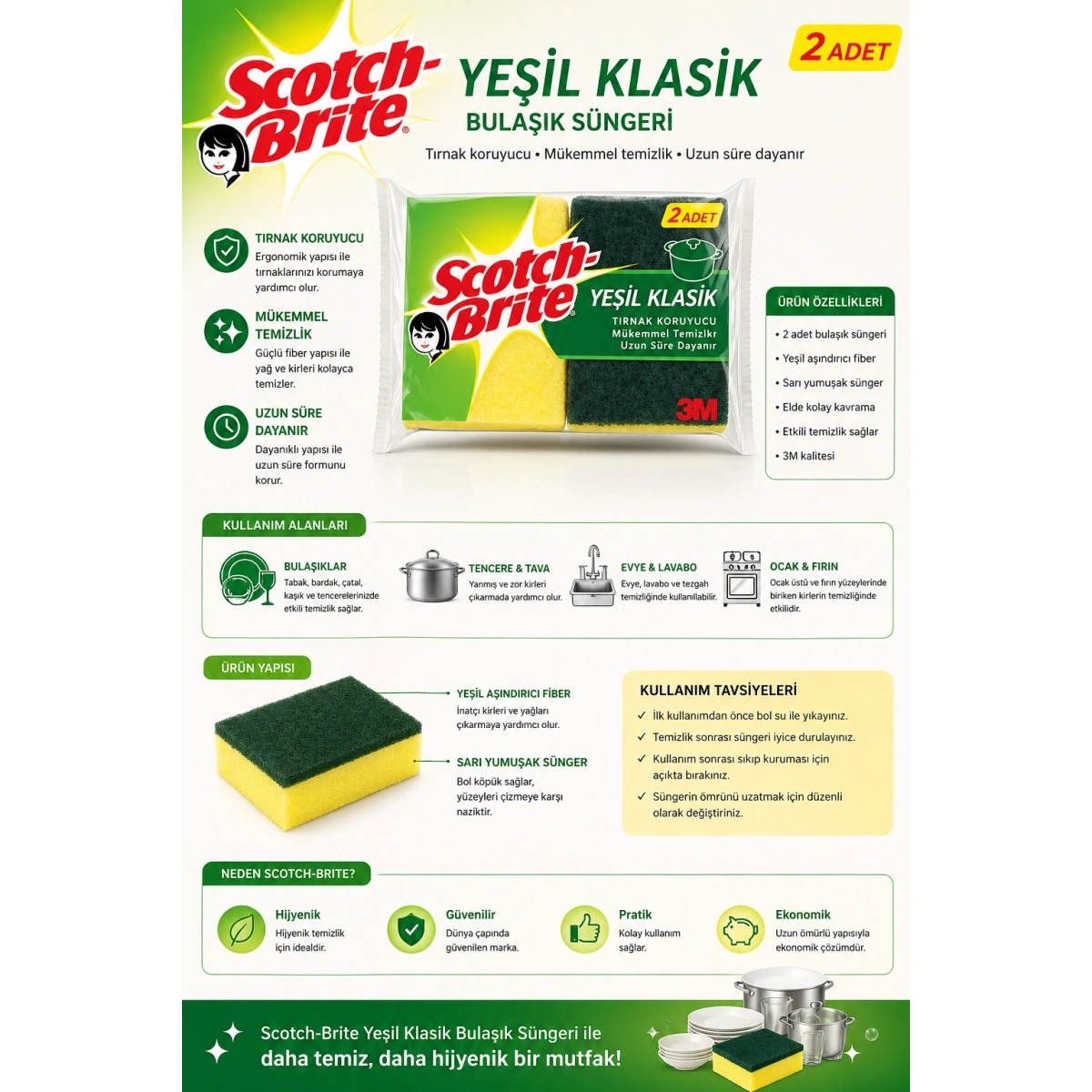 Scotch Brite Bulaşık Süngeri 2li