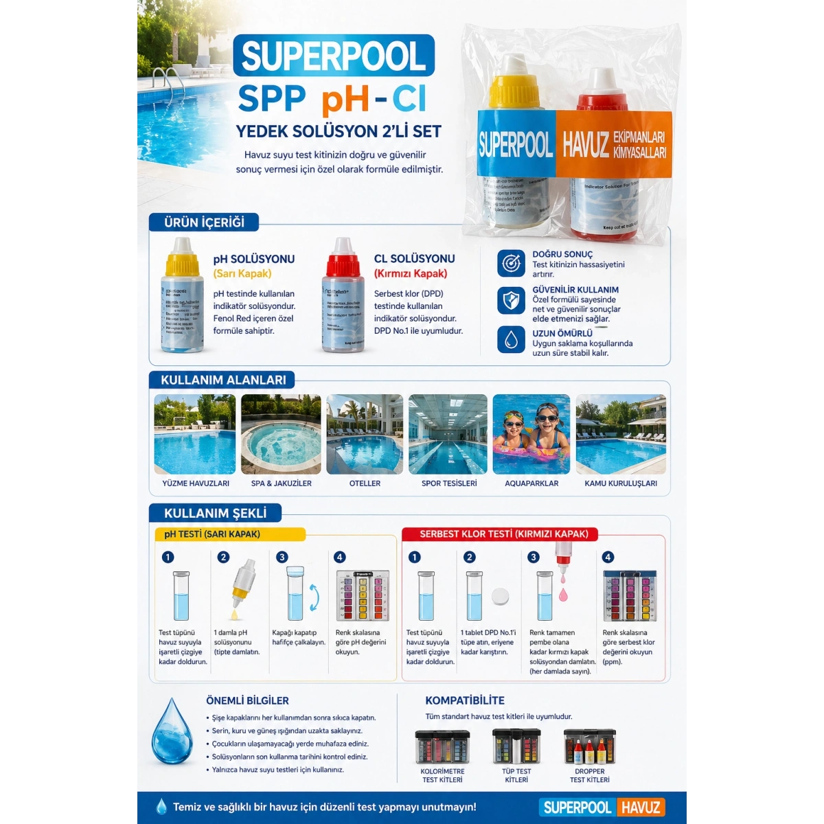 Superpool Havuz Spp Ph-Cl Yedek Solüsyon 2li Set