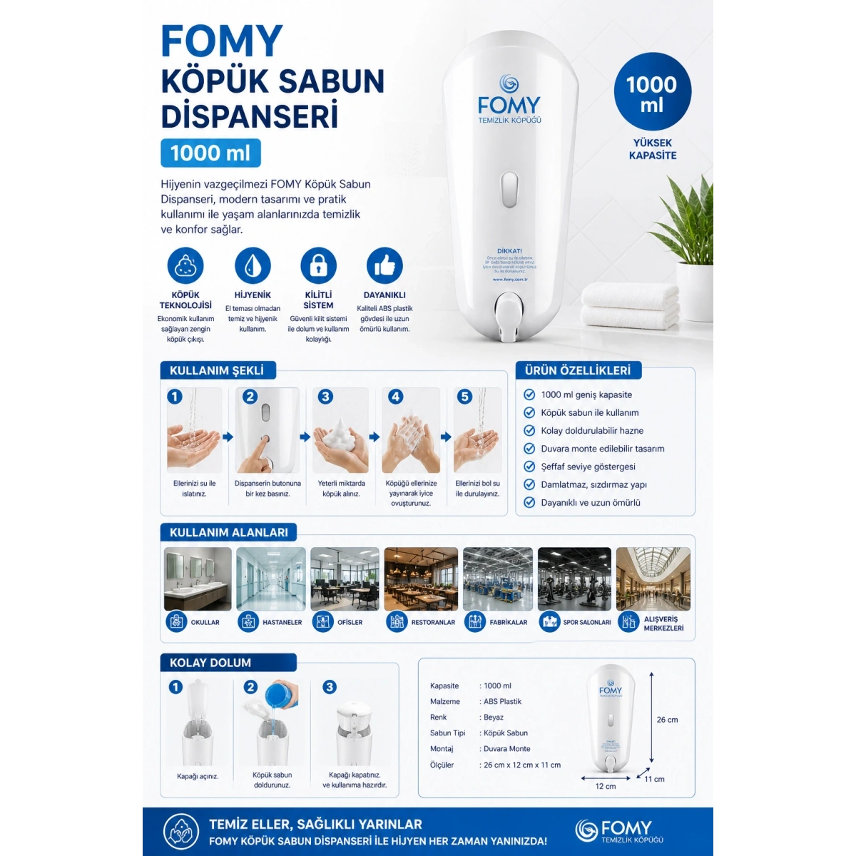 Fomy Köpük Sabun Dispanseri 1000 ml