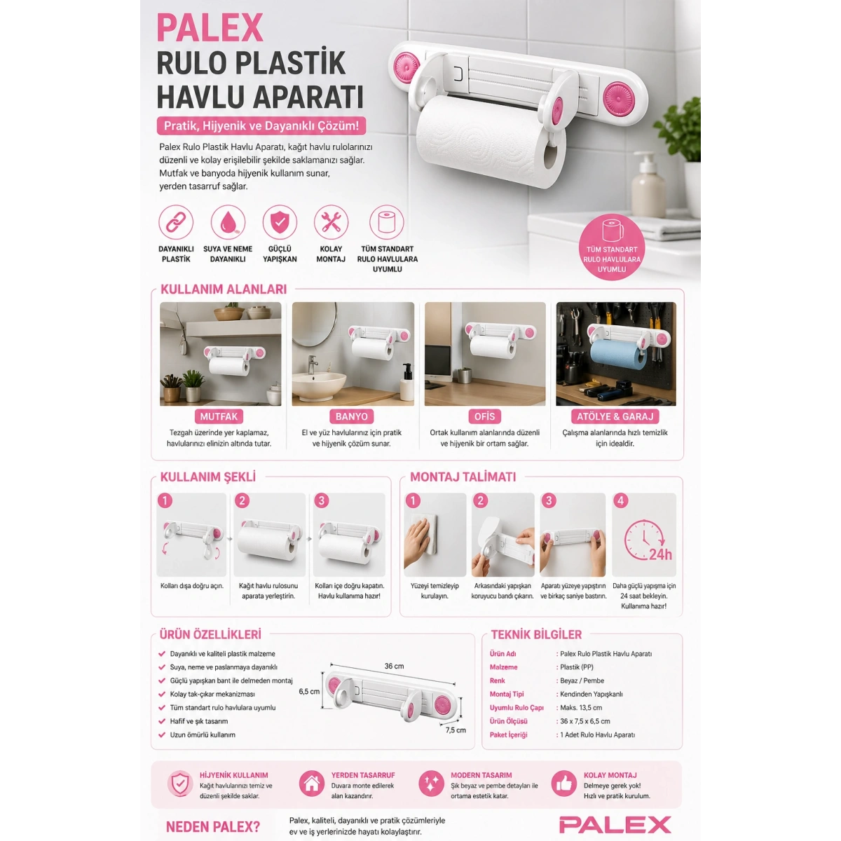 Palex Rulo Plastik Havlu Aparatı