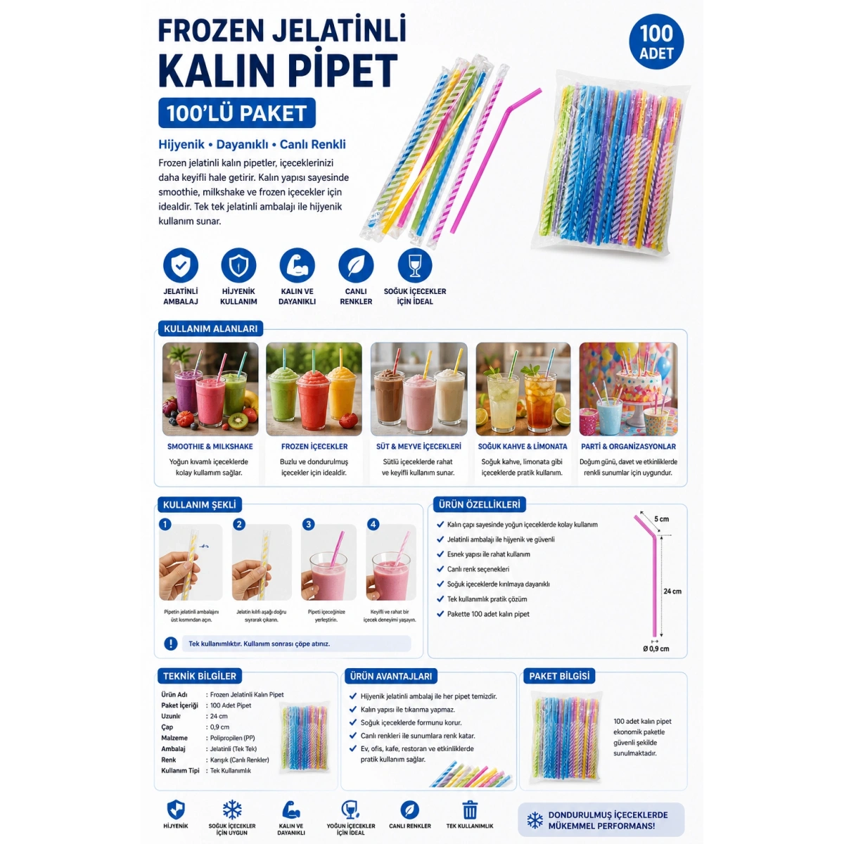 Frozen Jelatinli Kalın Pipet 100lü